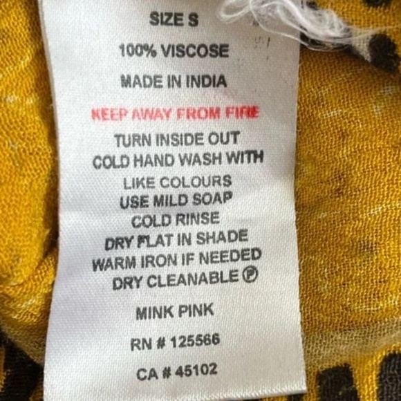 MinkPink | Yellow Orange Animal Print Crepe Gauze Sleeveless Mini Dress, Small - Picture 8 of 8